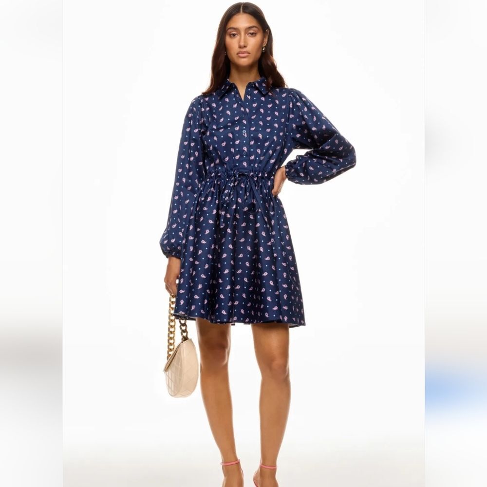 Kate Spade Paisley Millie Navy Pink Shirt Dress Size S